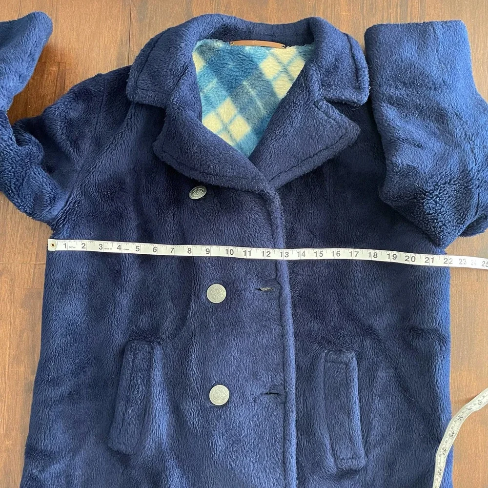 Vintage Sears Blue Peacoat Plaid Lining Women's Large - Picture 7 of 8